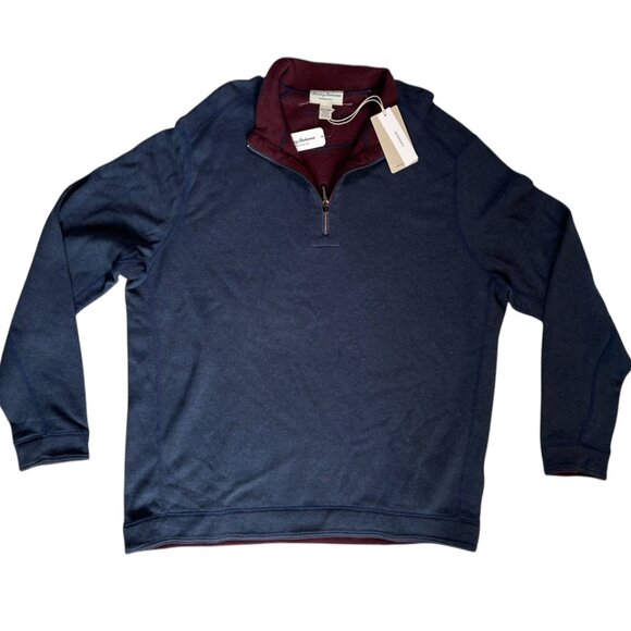 Tommy Bahama Flipshore Zip Reversible Pullover Sweater Size 2XLT Blue Burgundy - Picture 3 of 10